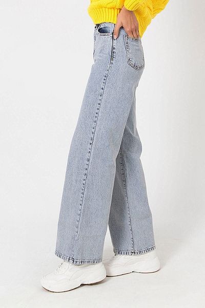 Trn JNS Blugi din denim cu lycra cu talie super înaltă, albastră, de damă Napoli