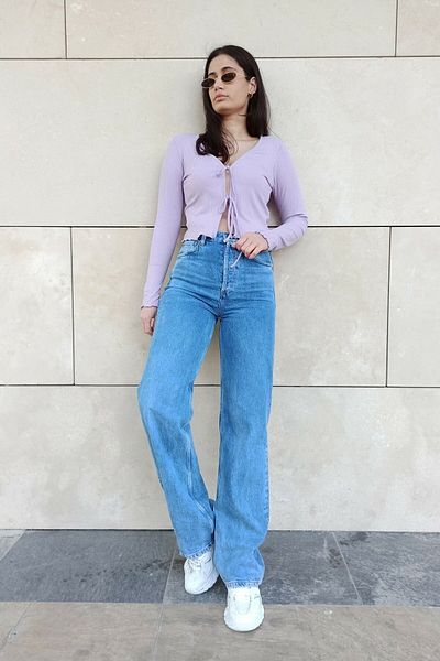 Trn JNS Extra High A.c.a.i.p S.o.l.m.a.z Blue Loose Jeans Palazzo Pantaloni (Super High)
