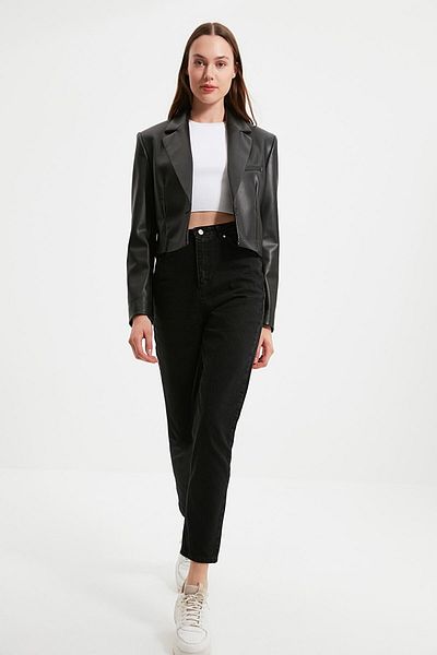 Trn JNS Ψηλόμεσο τζιν Meri Black Lycra Mom
