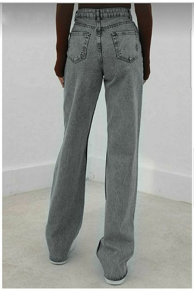 Trn JNS Το Smoked Lycra Super High Waist Loose Leg Jeans