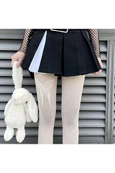 VEGAROKS لوليتا فراشة منقوشة جوارب طويلة بيضاء مستوردة