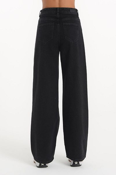 Trn JNS Lycra neagră - Pantaloni palazzo de jeans largi cu talie super înaltă (picior lat)