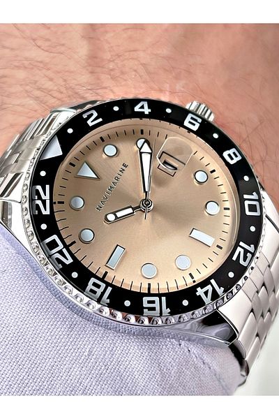 Navimarine Silver Color Steel Strap Men's Wristwatch Bracelet Gift