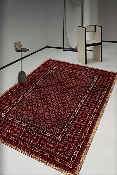 AOKİ Retro Desen Dekorafif Halı Dot Taban