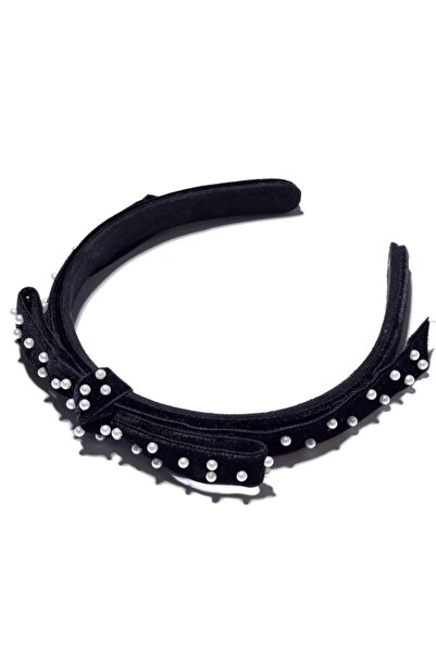 CSR Collection تاج مخملي معالج باللؤلؤ الزجاجي