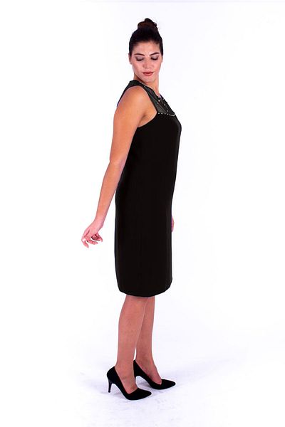 Nidya Moda Women's Black Plus Size Robe Tulle Stone Embroidered Black Evening Dress-4011as