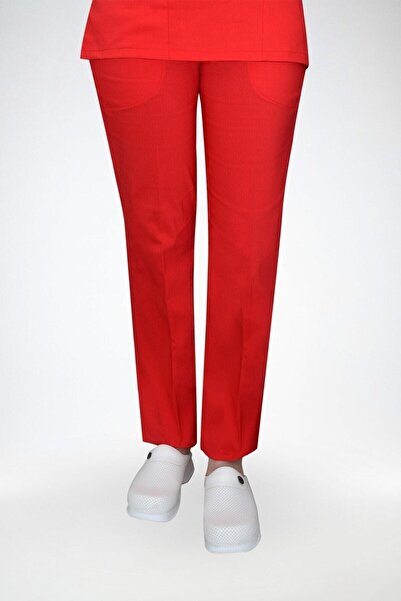 Nur Medikal Giyim Crvene Sa likrom pantalone