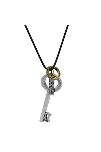 Tesbihane Authentic Key Design Adjustable Rope Chain Solid Brass Men's Necklace