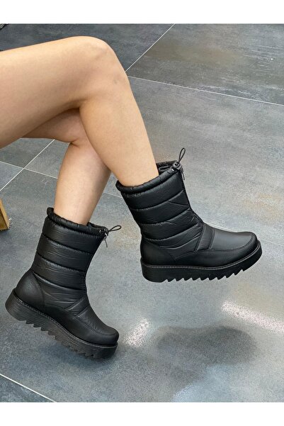 DİVA Siyah Paraşüt Kumaş Kar Botu 1453-01