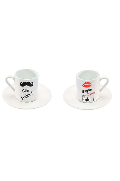 GünayStore Mr. Right! & He's Always Right! Dear Couple Turkish Cup Set 4 pieces