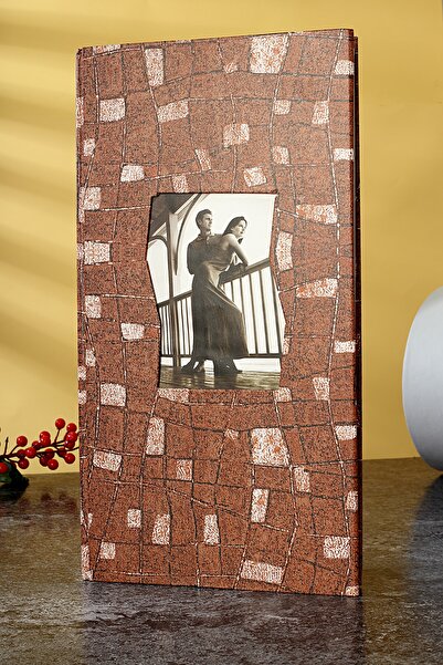 GünTech ألبوم صور نافذة منقوشة فاخرة مقاس 10x15 300 باللون البني