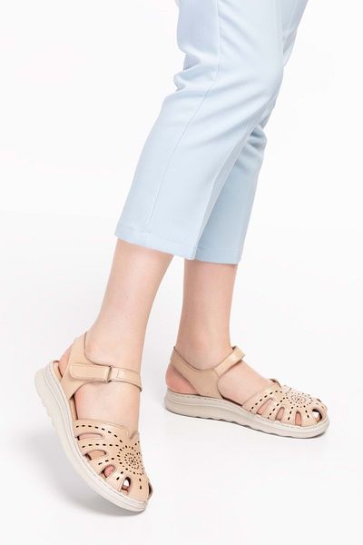 Gondol Genuine Leather Anatomical Soft Sole Comfortable Sandals Dpx.i25 - Cream - 40