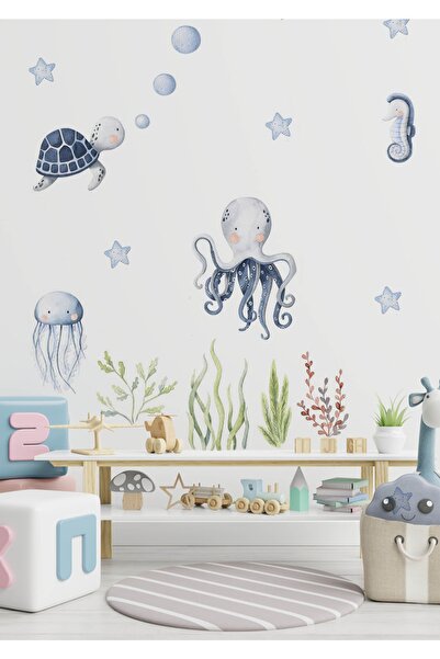 WALLHUMAN Deniz Altı Canlıları Çocuk Odası Duvar Stickerı