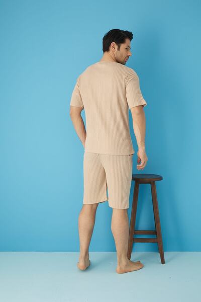 Ayans Pijama Κοτλέ Oversize Ανδρικό Σετ Κάπρι