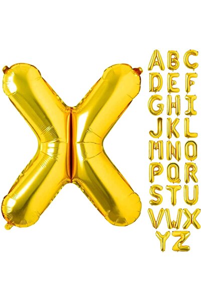 Patladı Gitti X Letter Gold Foil Balloon 16 Inch 36 Cm