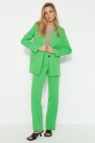 Trendyol Collection Grüne gerade gewebte Hose TWOSS23PL00065