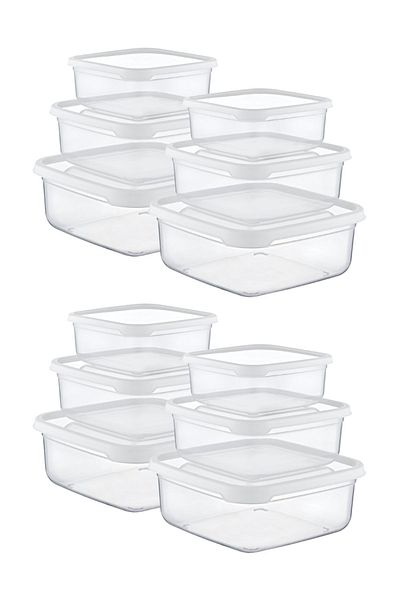 Nandy Home Set of 12 Embox Square Food Container, White