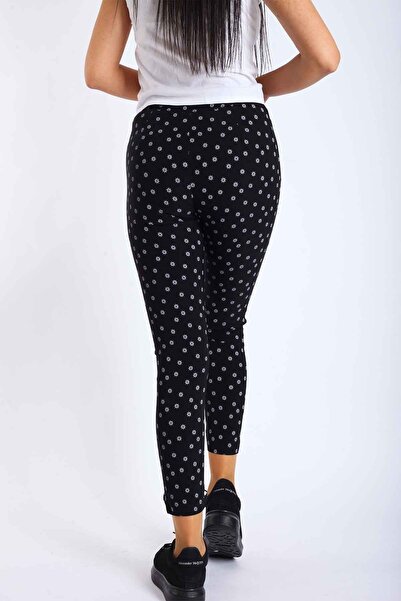 Blues Outlet Kadın Siyah Çiçekli Bengalin Pantolon-siyah