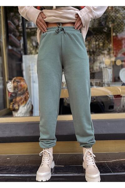 Laluvia Mintgrüne, weich strukturierte Modalhose mit elastischen Beinen