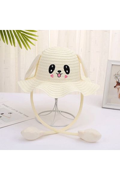 Trenderrs Girl's Organic Straw Rabbit Hat Playing Ears Age 2-10