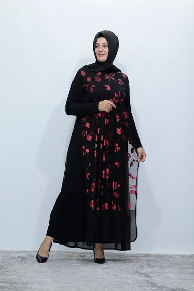 Zey&Ka Butik Flower Pattern Evening Dress