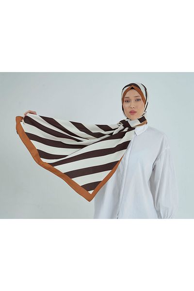 Julia Lauren Women's Medina Silk Shawl Brown - Off White