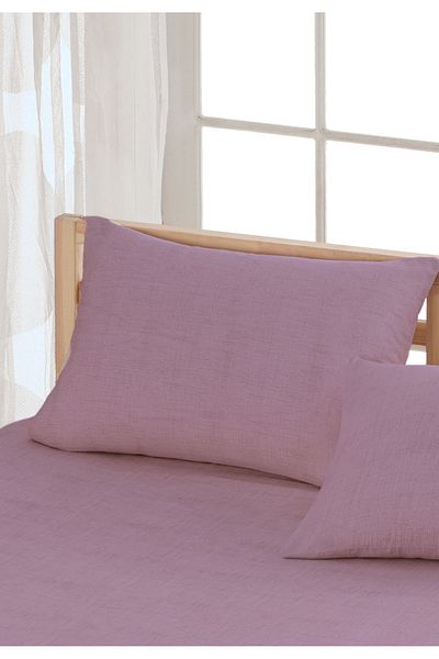ELY PARKER Patterned Elastic Sheet Set with Pillowcase All Sizes Purple 90 x 190