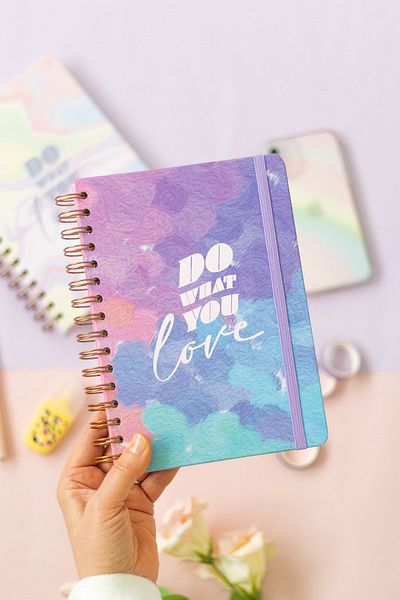Matt Notebook A5 15x21 Cm Spiral Elastic Lined Notebook Undated