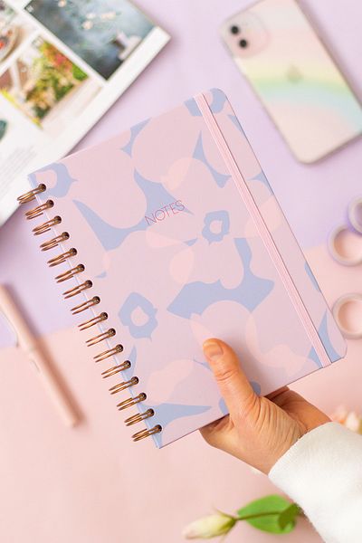 Matt Notebook A5 15x21 Cm Spiral Elastic Lined Notebook Undated