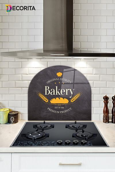 Decorita Cam Ocak Arkası Koruyucu | Oval Şekilli | Bakery Premium | 52cm X 60cm