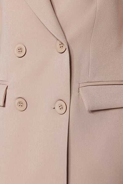 Trendyol Modest Βιζόν με διπλό κουμπί με λεπτομέρεια υφαντό μπουφάν με επένδυση τσέπης TCTSS22CE025