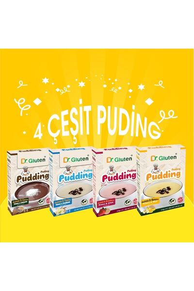 Dr.Gluten Pudingler (muz-çilek-kakao-vanilya)
