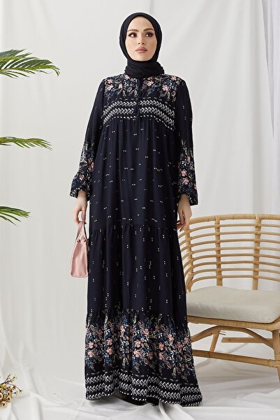 InStyle Casual Hijab Φόρεμα με μοτίβο νερού - Dark Navy