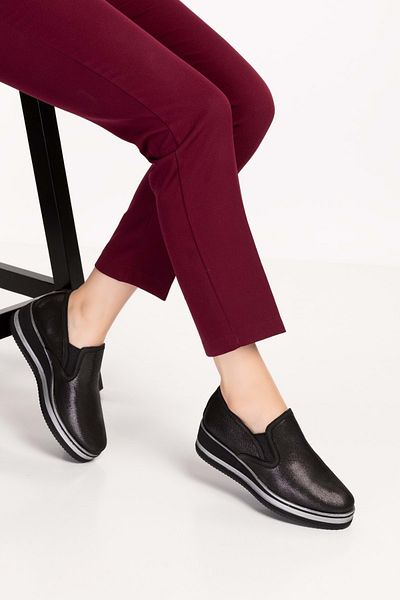 Gondol Pantofi casual de damă din piele naturală cu talpă anatomică Ell.6294 - Negru - 41