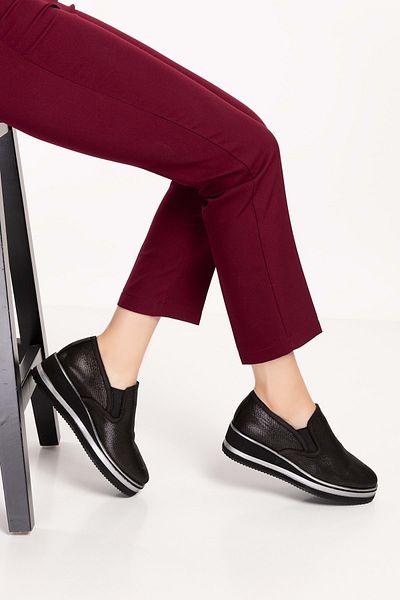 Gondol Pantofi casual de damă din piele naturală cu talpă anatomică Ell.6294 - Negru - 41