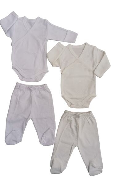 bebedino Set of 2 Long Sleeved Gloves, Double Breasted Bodysuit and Booties B...