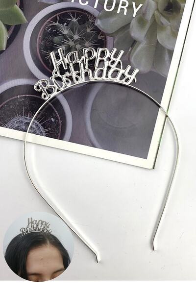 Parti dolabı 1 Piece Silver Happy Birthday Written Metal Party Crown Birthday Colorful Party Crown 18 Cm