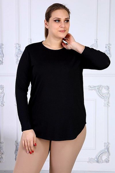 Gül Moda Black Straight Long Sleeve Blouse G053w1