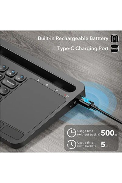 Protonust Ergonomik Ultra Ince Taşınabilir Bluetooth Kablosuz Klavye Touch Pad