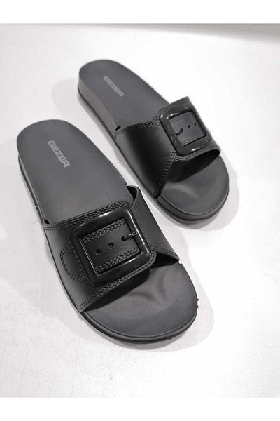GEZER Anatomical Sole Soft Plastic Buckle Detailed Women's Slippers