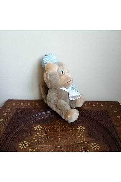 Russ Soft Padded - Plush Furry Monkey Toy with Brown Beige Head in Plaster