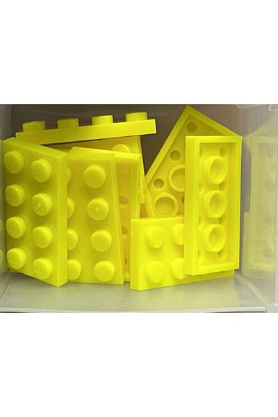 LEGO Original Moc Custom Accessory Creator Plate 2 X 4 Flat Brick Neon Yellow 4 Pieces Will Be Sent