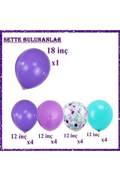 Patladı Gitti Mermaid Concept Balloon Set 17 Pieces