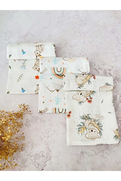 JUNİPERUS 3 Adet Çok Amaçlı Müslin Bezi Örtü Battaniye %100 Pamuk Oeko-teks S...