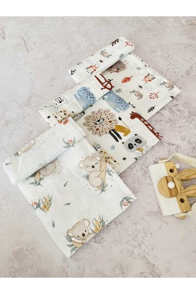 JUNİPERUS 3 Pieces Multi-Purpose Muslin Cloth Cover Blanket 100% Cotton Oeko-Teks Certified 80X80 cm