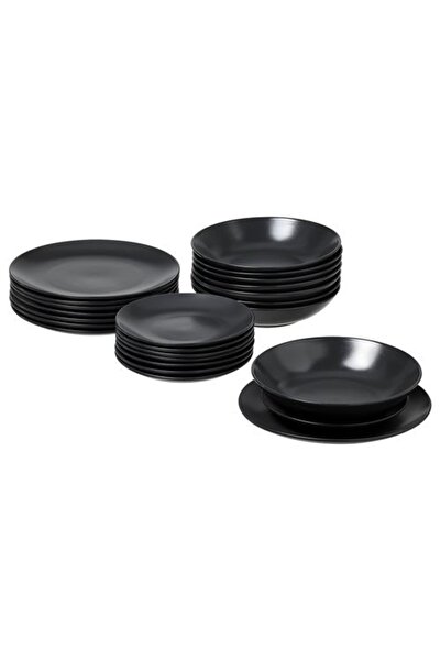 IKEA Fargklar Koyu Gri Yemek Takımı 18 Parça 6 Kişilik