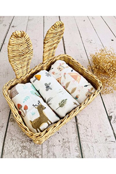 JUNİPERUS 3 قطع 110x110 بطانية بغطاء من قماش الموسلين متعدد الأغراض