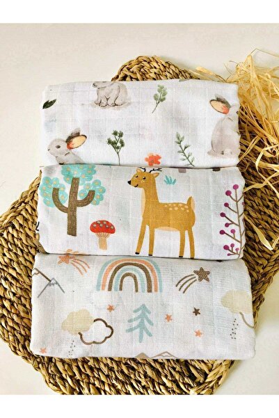 JUNİPERUS 3 قطع 110x110 بطانية بغطاء من قماش الموسلين متعدد الأغراض