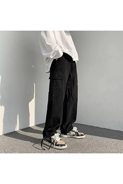 Gofeel Unisex Cargo Pocket Bol Paça Relaxed Siyah Renkli Pantolon
