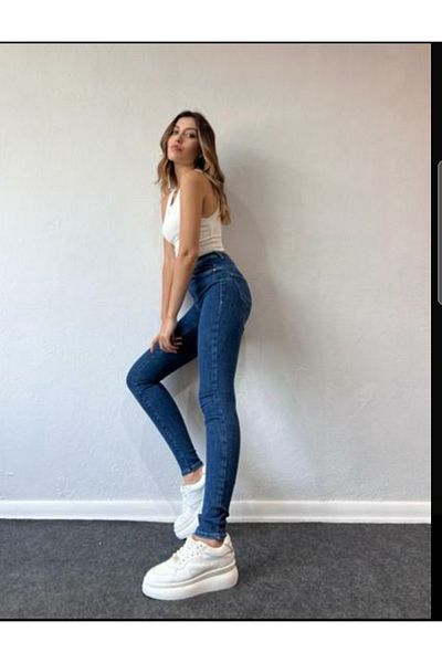 LİMABEL Iscobar A.c.a.i.p Blugi de damă, albaștri, cu talie înaltă, până la gleznă, cu picior subțire, blugi skinny din lycra
